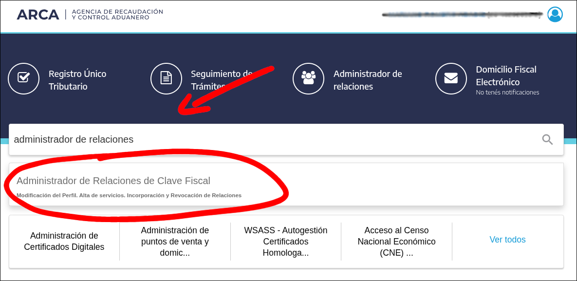 Búsqueda de Administrador de Relaciones en ARCA