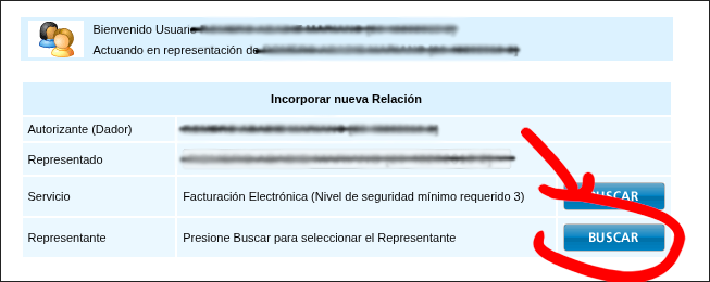 Búsqueda del representante en la relación